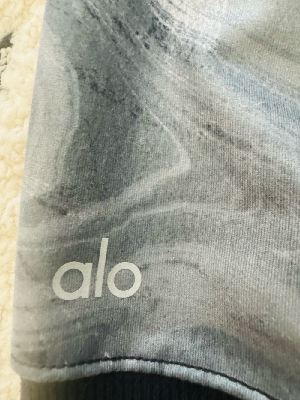 Alo Yoga Goddess Leggings Medium M Black Grey Marbled Vapor Ribbed Legwarmer - Picture 8 of 8